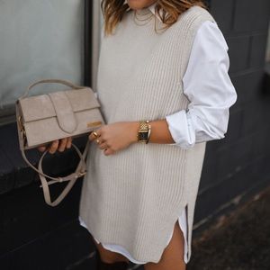 Oversized Rib- Knit Sweater Vest